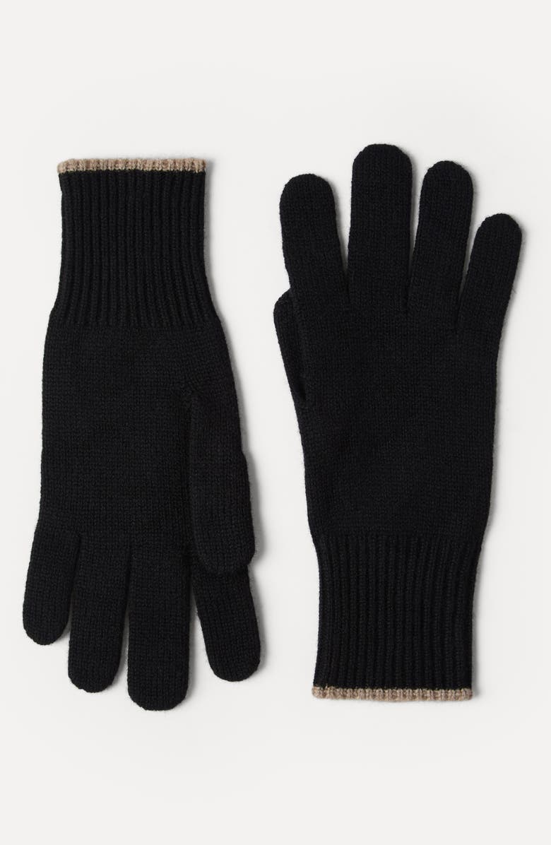 Brunello Cucinelli Cashmere knit gloves, Alternate, color, Black