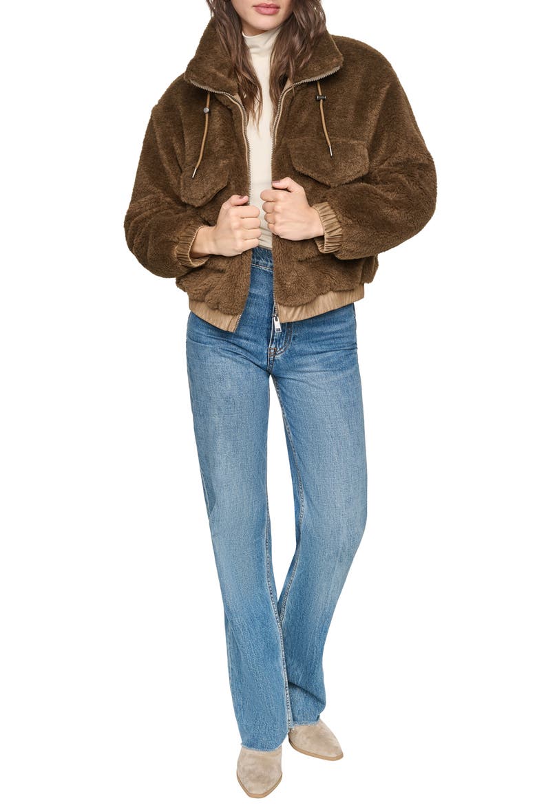 Norelle Faux Fur Jacket, Alternate, color, BRASS
