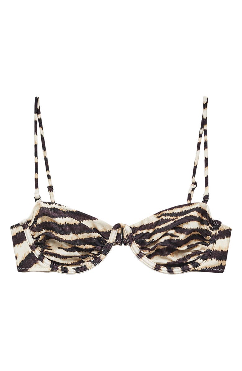 MANGO Animal Print Underwire Bikini Top, Main, color, 