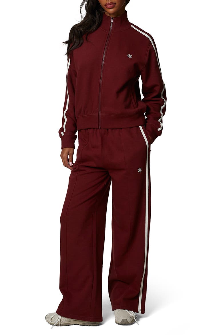 Emblem Sport Tracksuit Jacket, Alternate, color, Burgundy
