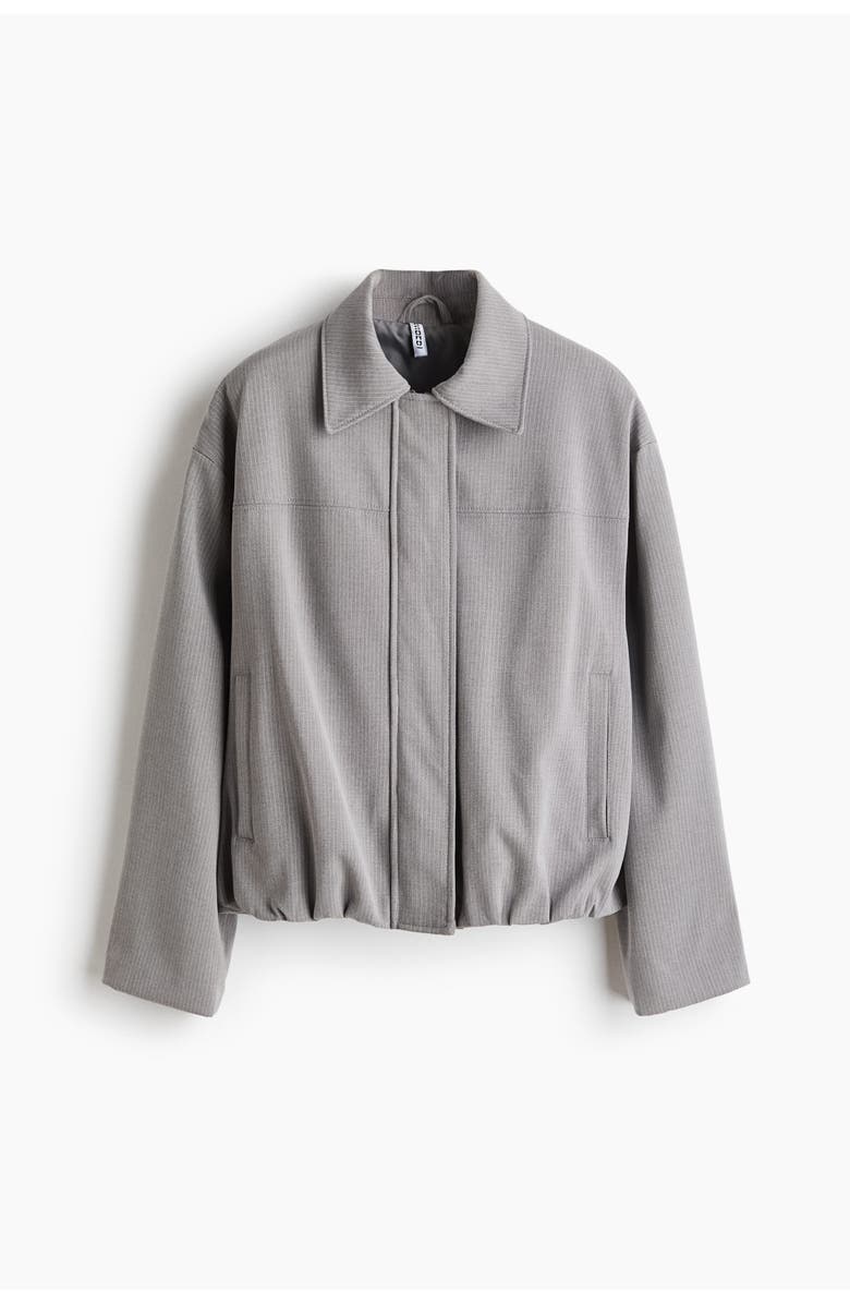 H&M Collared Bomber Jacket, Main, color, Light Gray/Pinstriped