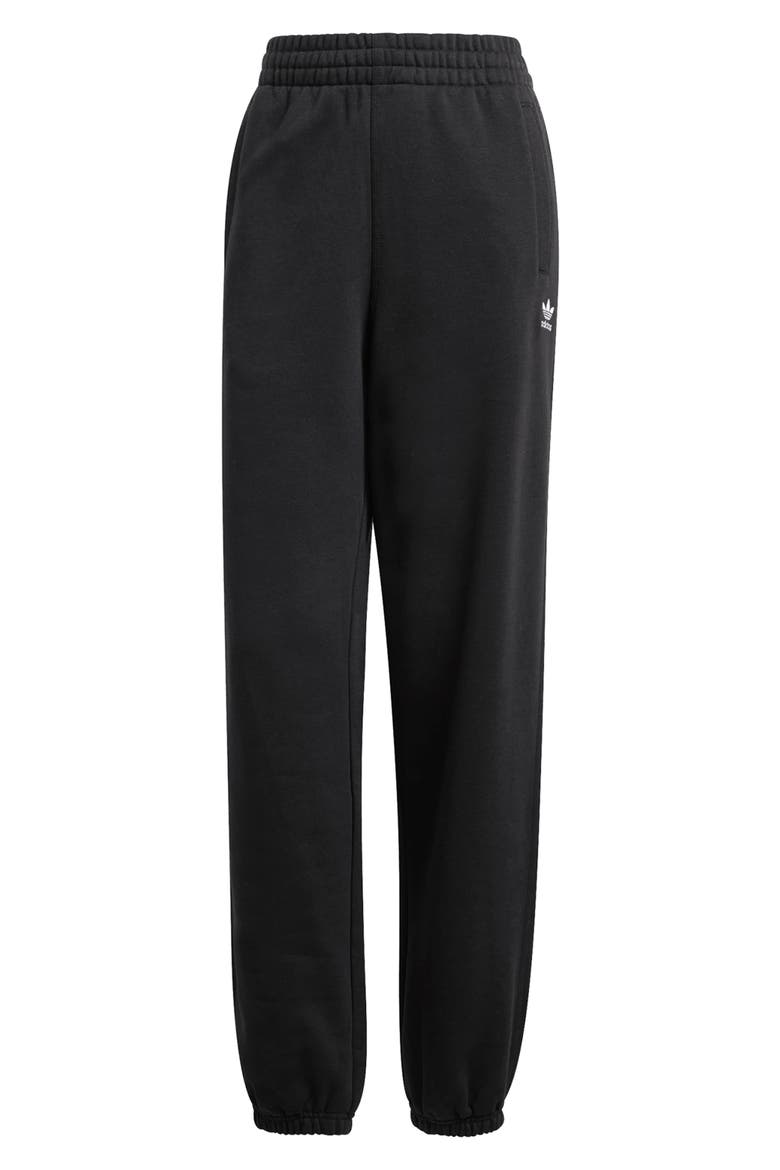Essentials Trefoil Lifestyle Fleece Sweatpants, Alternate, color, BLACK