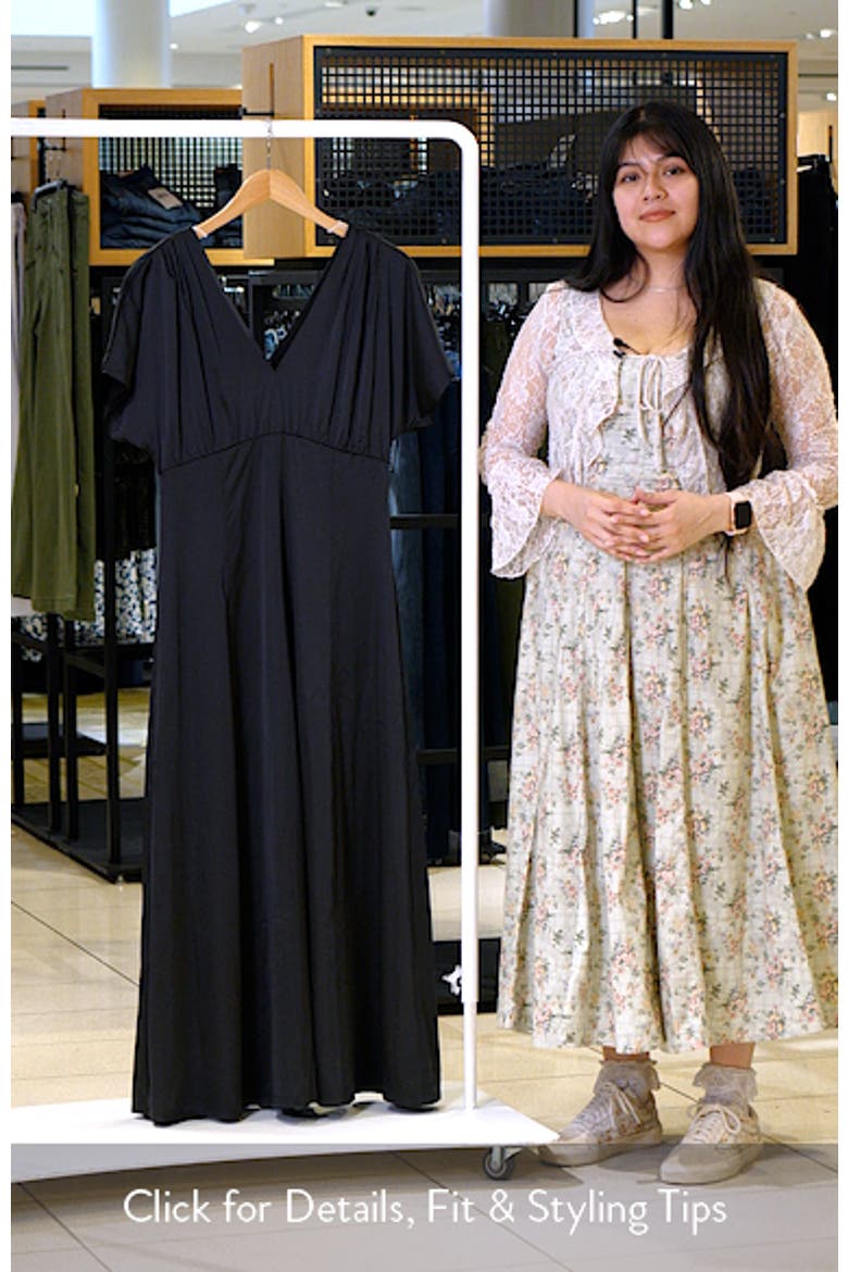 Seamed Stretch Satin Maxi Dress video