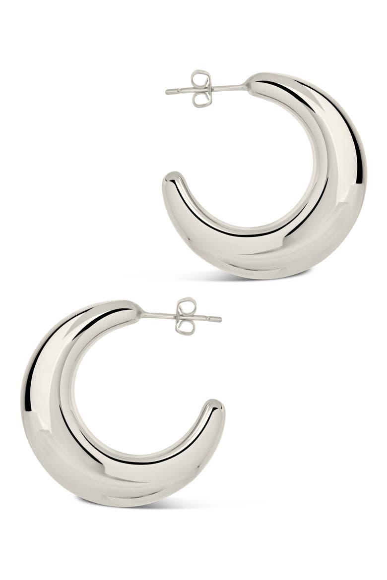 Eclipse Hoop Earrings, Alternate, color, SILVER