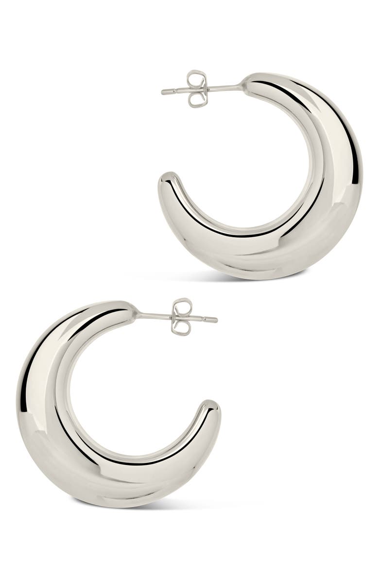 Sterling Forever Eclipse Hoop Earrings, Alternate, color, Silver