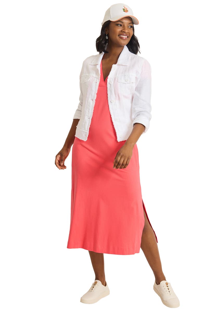 Tommy Bahama Islandscape Cotton Jersey Midi Dress, Alternate, color, Melon Berry