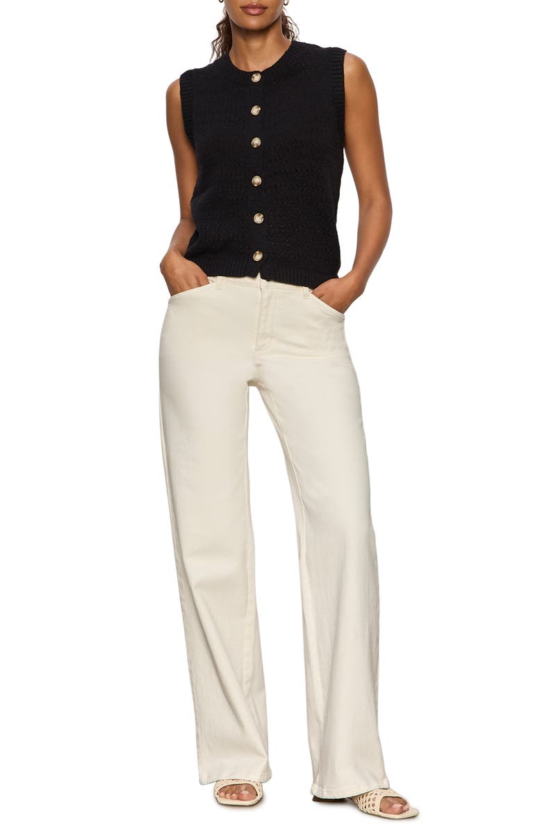 Sanctuary Cotton Pointelle Sleeveless Sweater, Alternate, color, Black