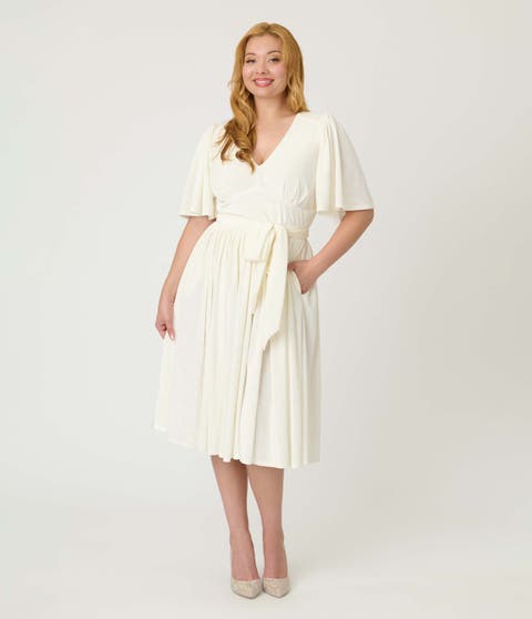 1940s Velvet Flutter Sleeve Swing Dress