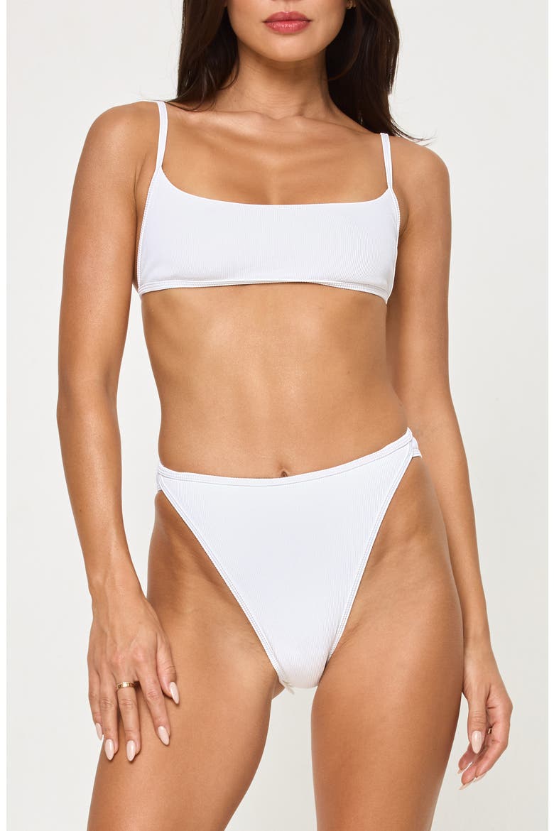 Kourt High Waist Bikini Bottoms, Alternate, color, WHITE