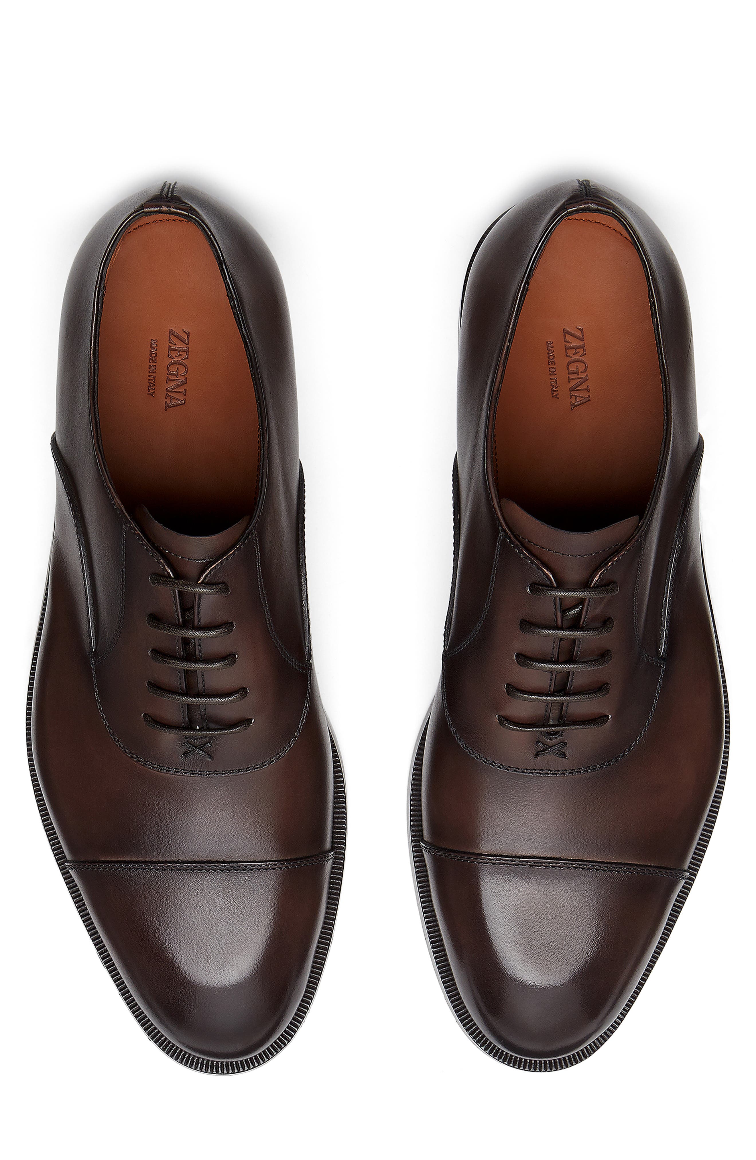 ZEGNA Torino Cap Toe Oxford, Alternate, color, Dark Brown