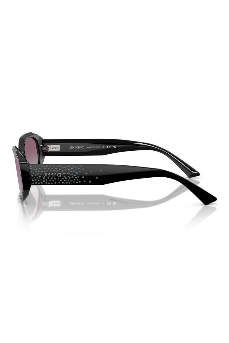 56mm Gradient Oval Sunglasses, Alternate, color, BLACK / SILVER NIGHT