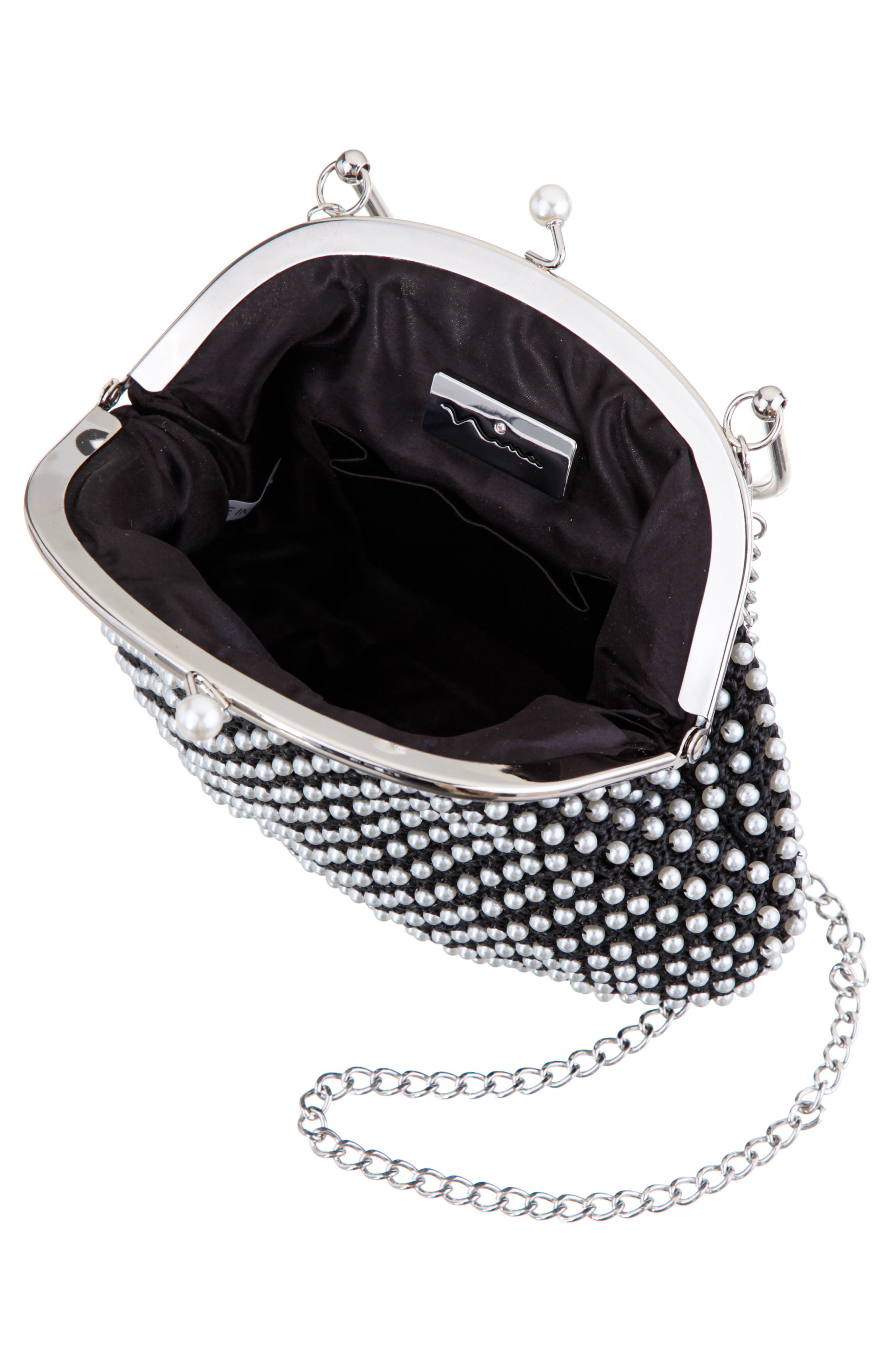 Nina Kym Top Handle Bag, Alternate, color, Black/ White Pearl