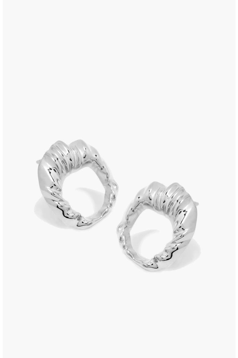 Iyun Face On Stud Earrings In Silver, Main, color, Silver