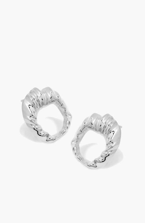 Iyun Face On Stud Earrings In Silver