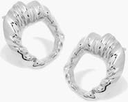 YOJ Iyun Face On Stud Earrings In Silver