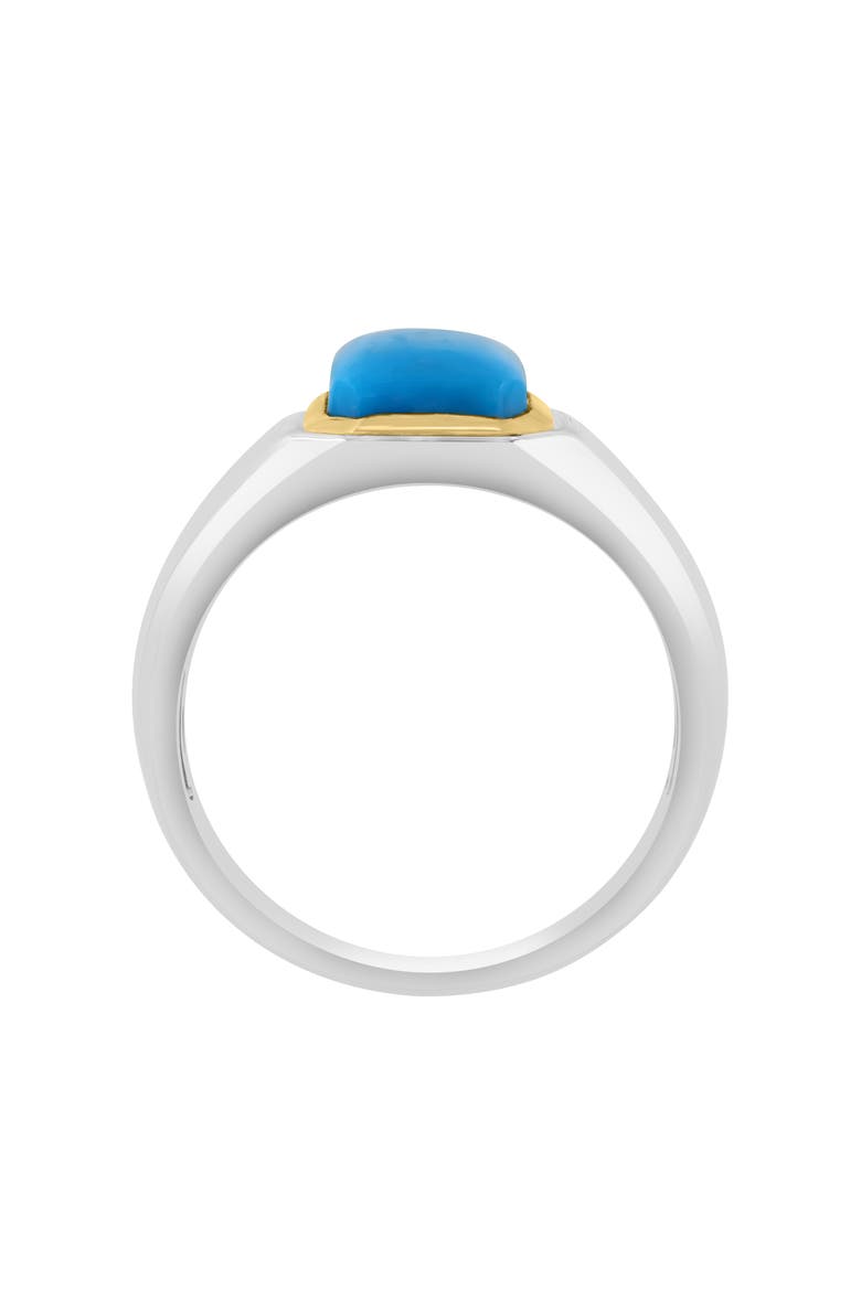 Men's Sterling Silver & 14K Gold Turquoise Cabochon Ring, Alternate, color, BLUE