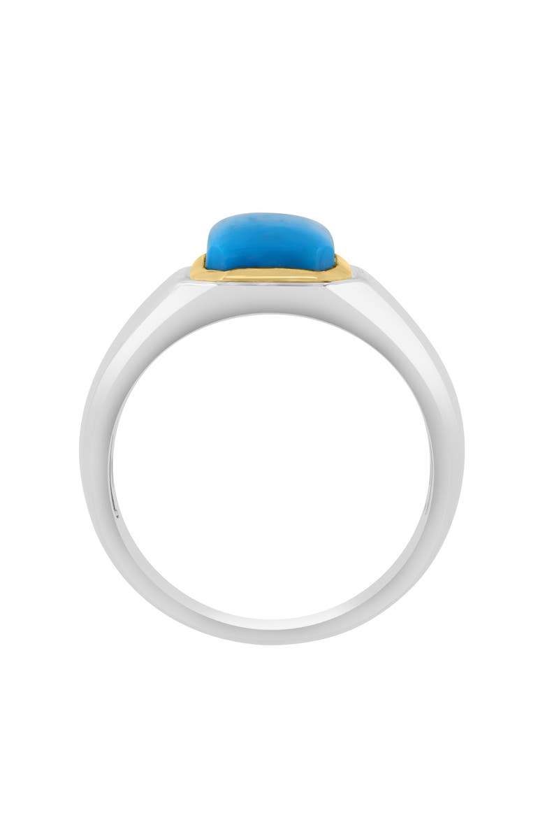 EFFY Men's Sterling Silver & 14K Gold Turquoise Cabochon Ring, Alternate, color, Blue