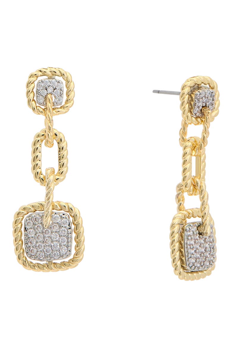 Two-Tone Cubic Zirconia Link Drop Earrings, Main, color, YELLOW