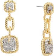 Juvell Two-Tone Cubic Zirconia Link Drop Earrings