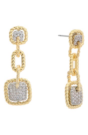 Juvell Two-tone Cubic Zirconia Link Drop Earrings In Yellow