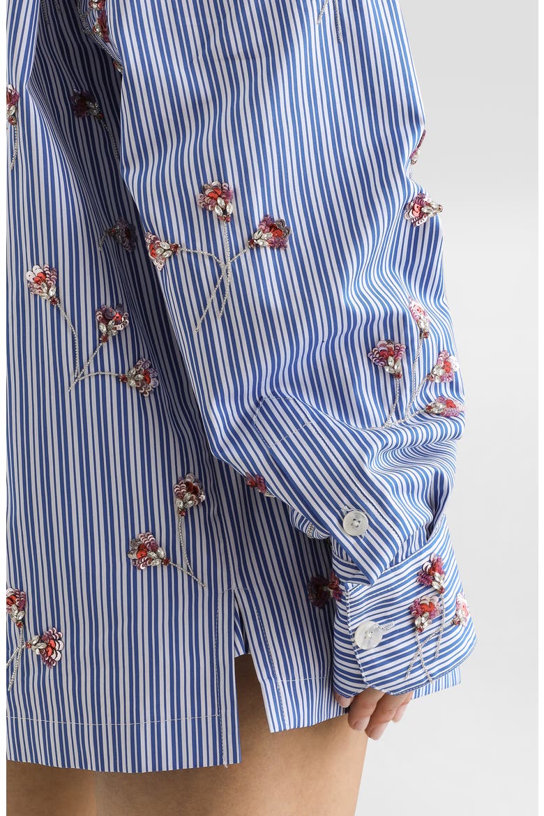 Sequin Embellished Stripe Cotton & Silk Poplin Shirt, Alternate, color, S8400 EMBROIDERED