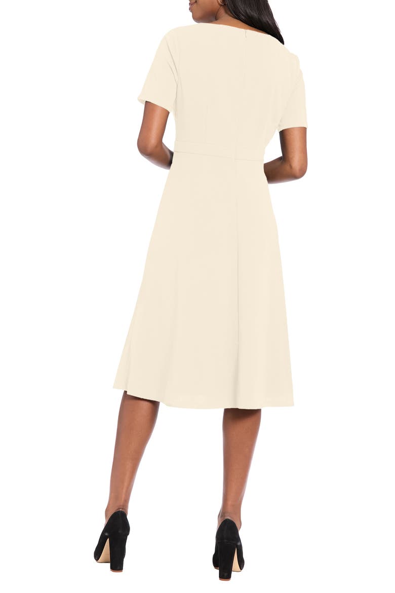 Hardware Neck Fit & Flare Midi Dress, Alternate, color, SUGAR IVORY
