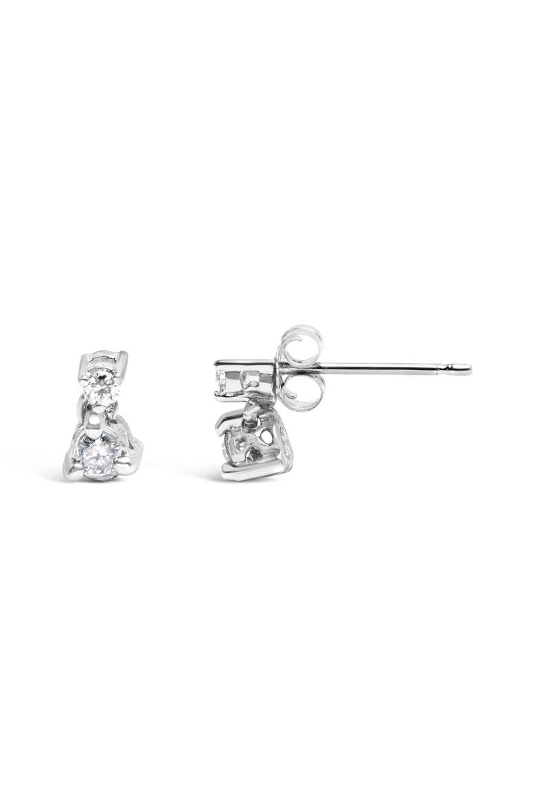 14K White Gold 1/4 Ct Double Diamond Drop and Dangle Stud Earrings, Alternate, color, White