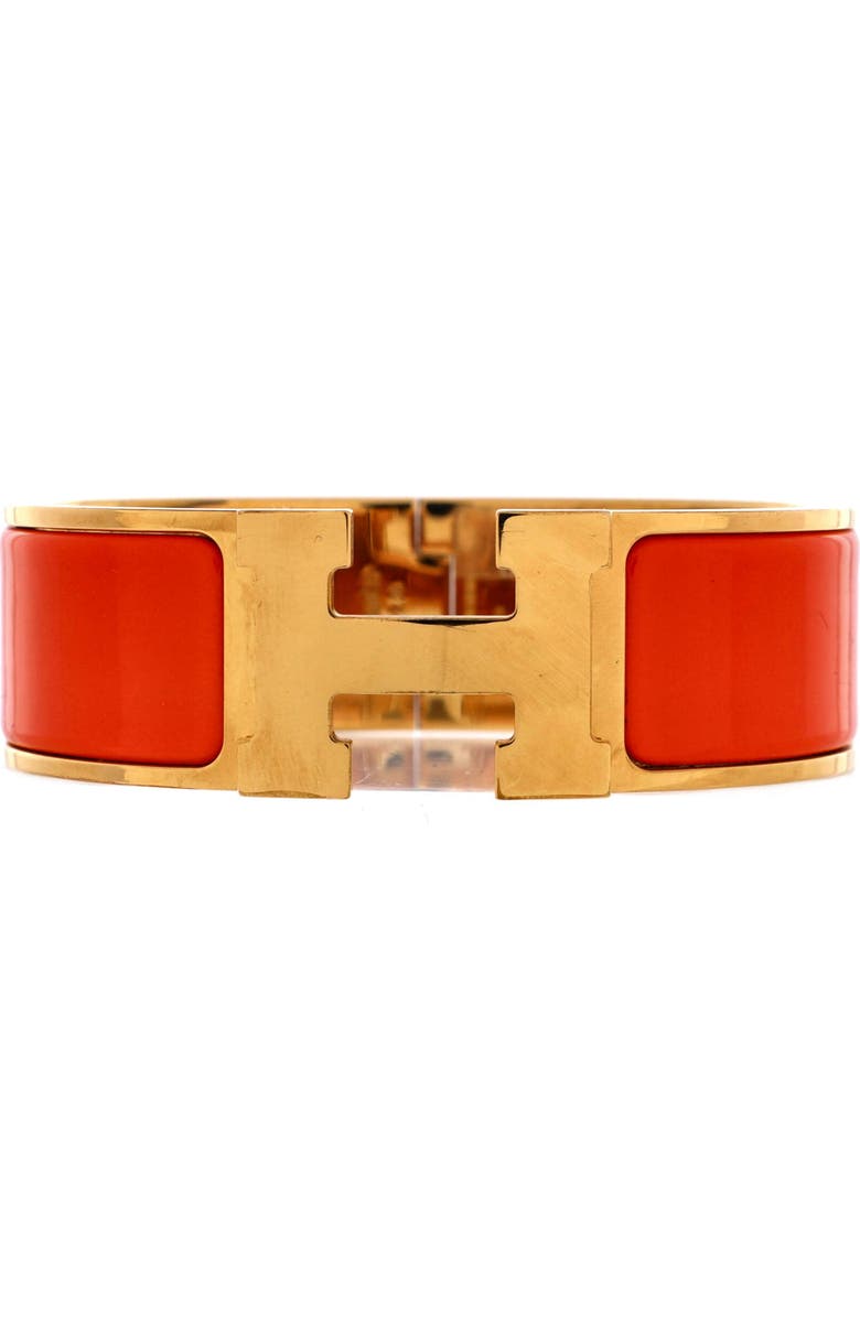Pre-Owned Hermes Clic Clac H Bracelet Metal and Enamel Wide, Main, color, Orange