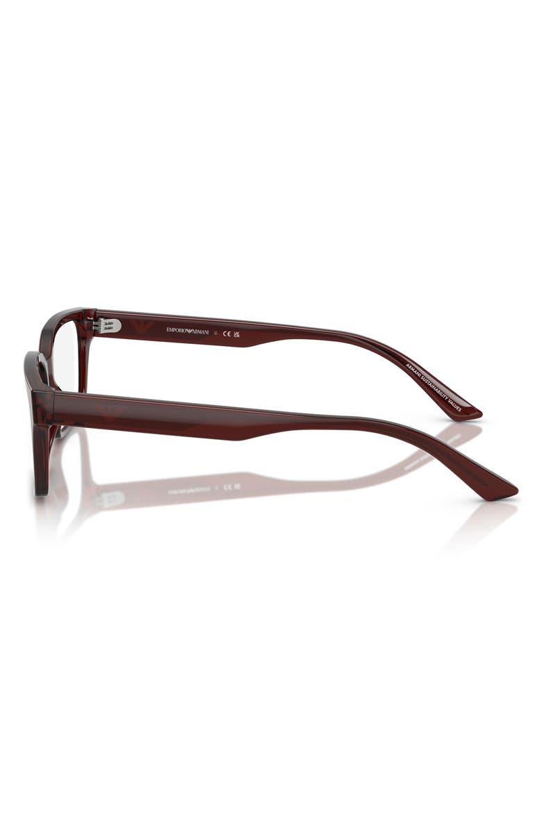 Emporio Armani 55mm Rectangle Optical Glasses, Alternate, color, Transparent Brown / Demo Lens