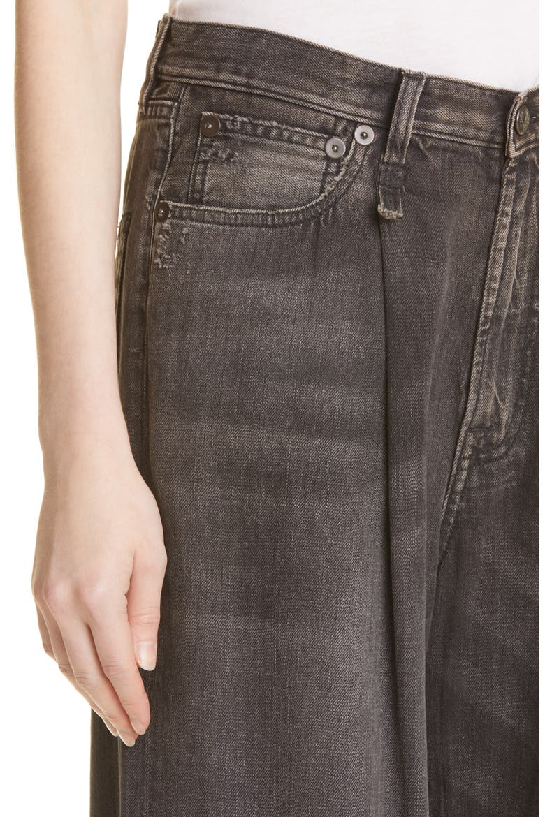 Damon Pleated High Waist Wide Leg Jeans, Alternate, color, ELLERY BLACK