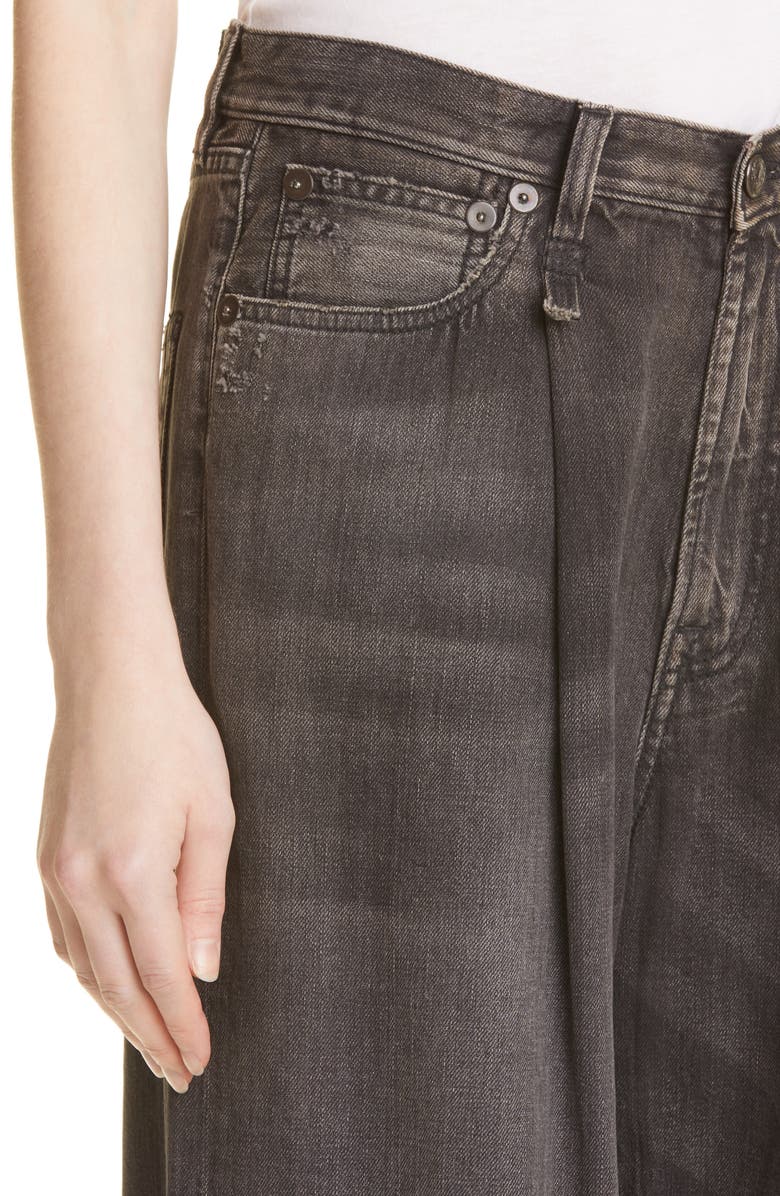 R13 Damon Pleated High Waist Wide Leg Jeans, Alternate, color,