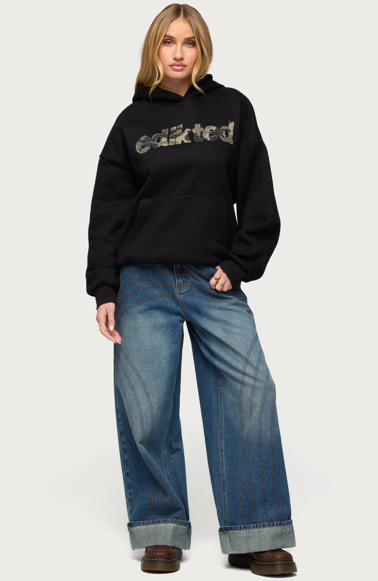 EDIKTED Camo Cutie Oversize Hoodie, Alternate, color, 