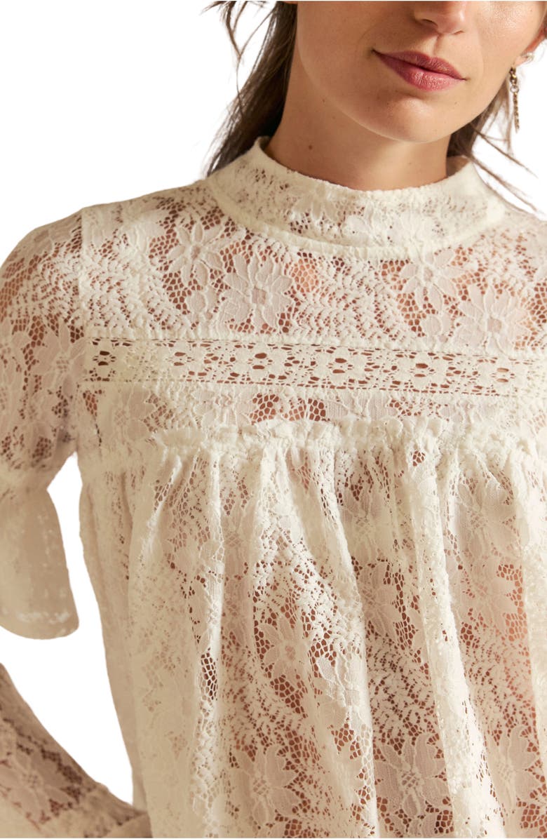Free People Lilabeth Sheer Lace Top, Alternate, color, Clean Ivory