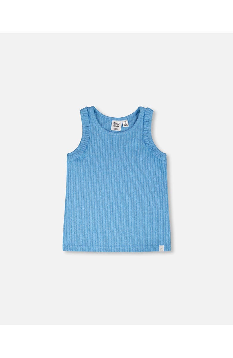 Deux par Deux Sleeveless Straight Fit Rib Tank Top, Main, color, Blue