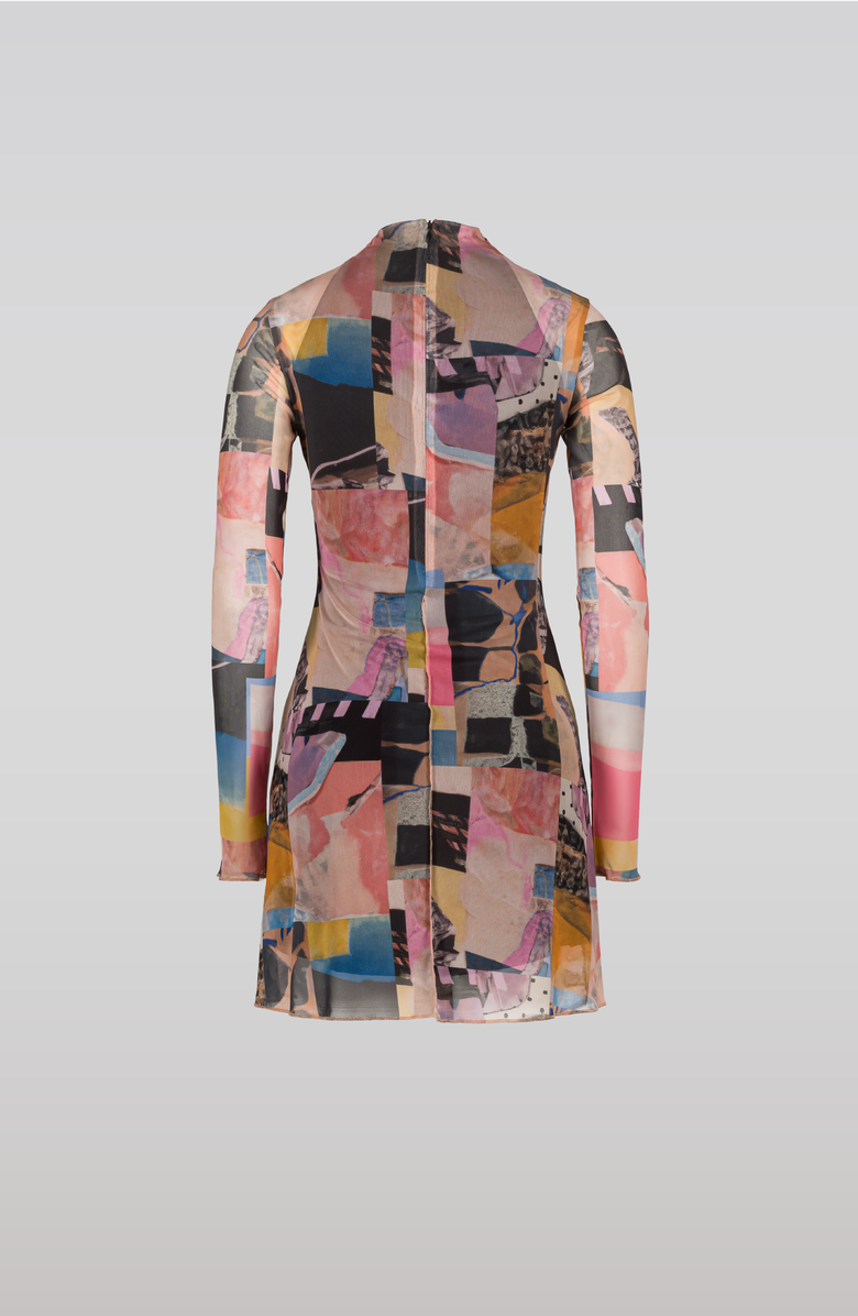 SAEMDI Collage Mesh Dress, Alternate, color, Blush Pink / Multicolor