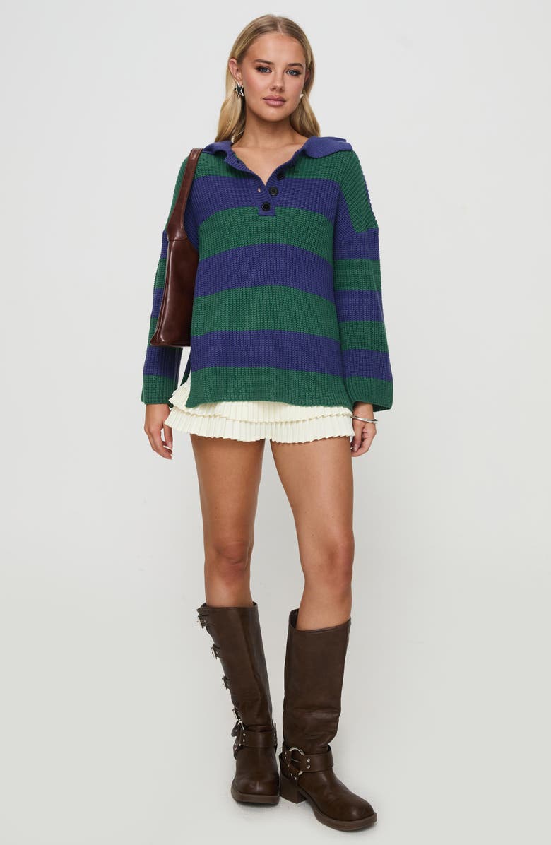 Princess Polly Olivah Stripe Collar Sweater, Alternate, color,