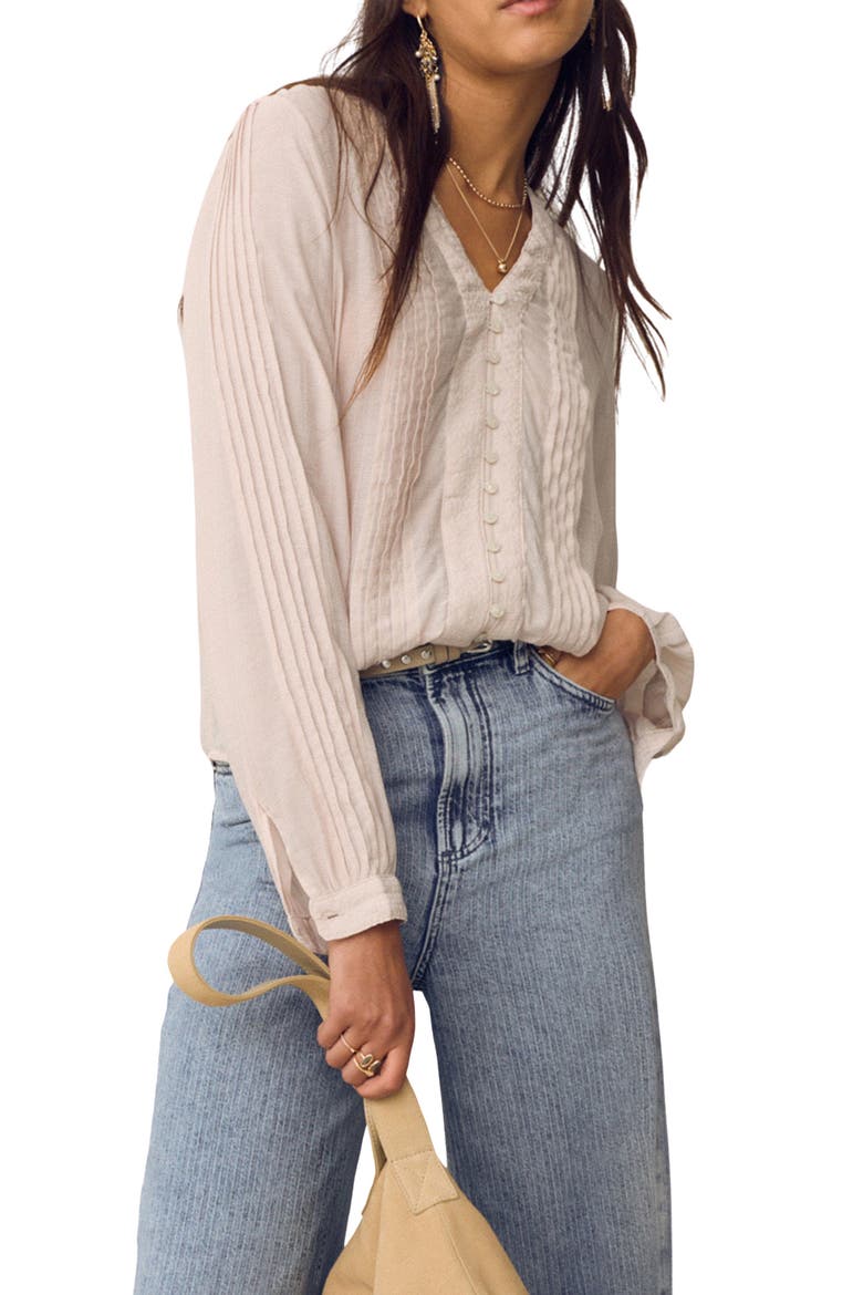 Pintuck Pleat Top, Main, color, BLUSH PINK