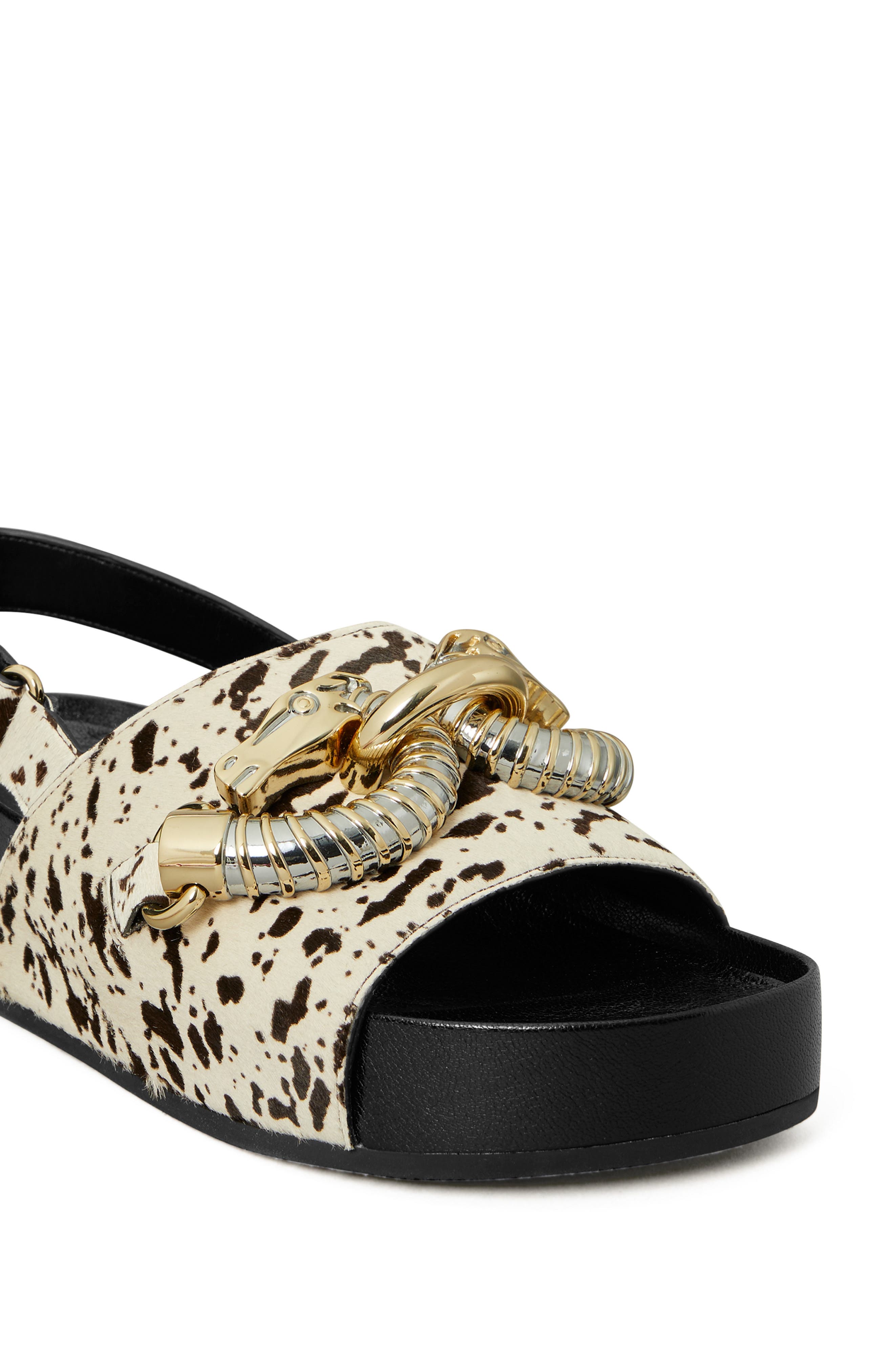 Jessa Genuine Calf Hair Slingback Platform Sandal, Alternate, color, COW PRINT / BLACK