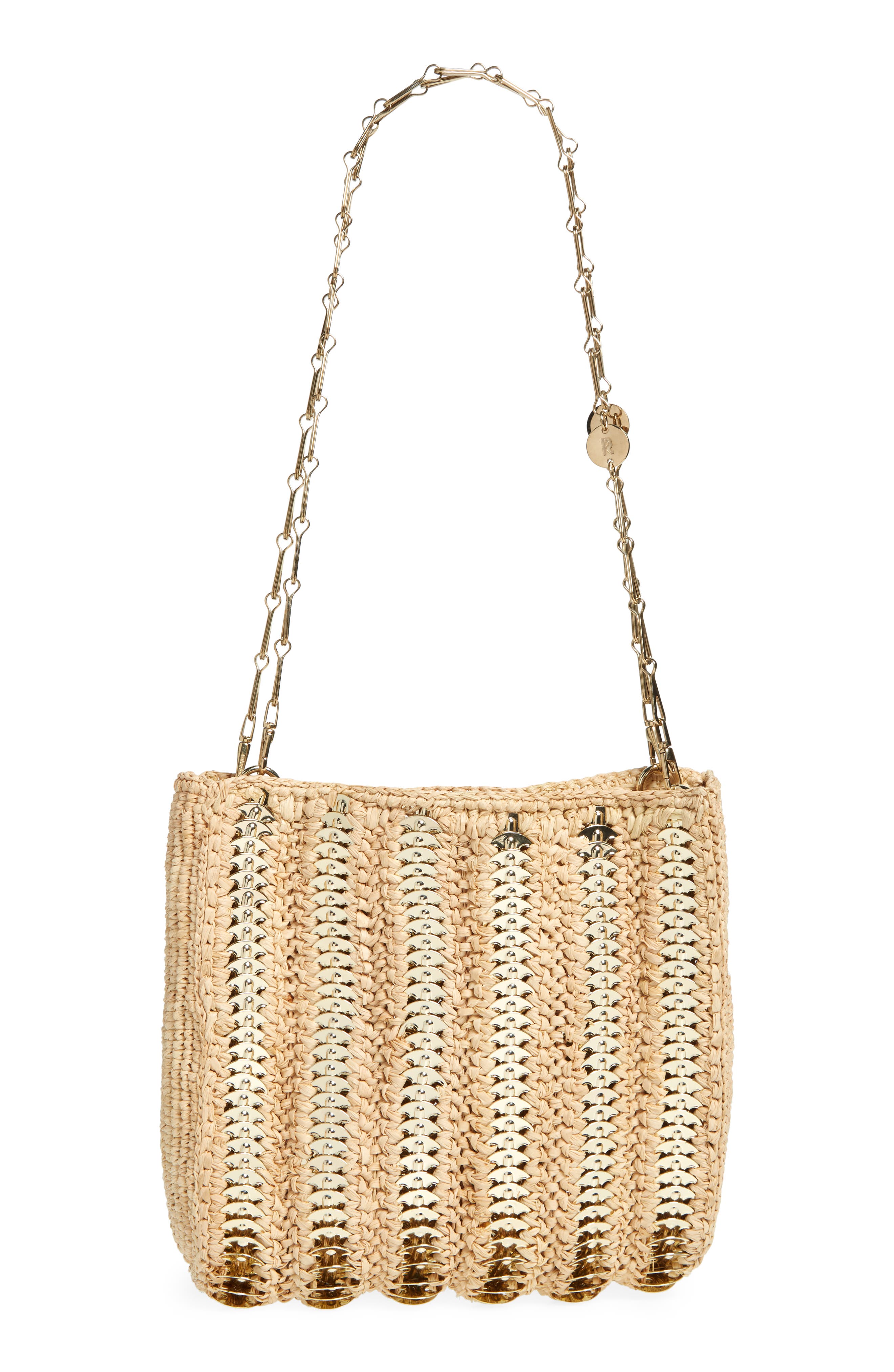 Rabanne 1969 Raffia Shoulder Bag, Main, color, 