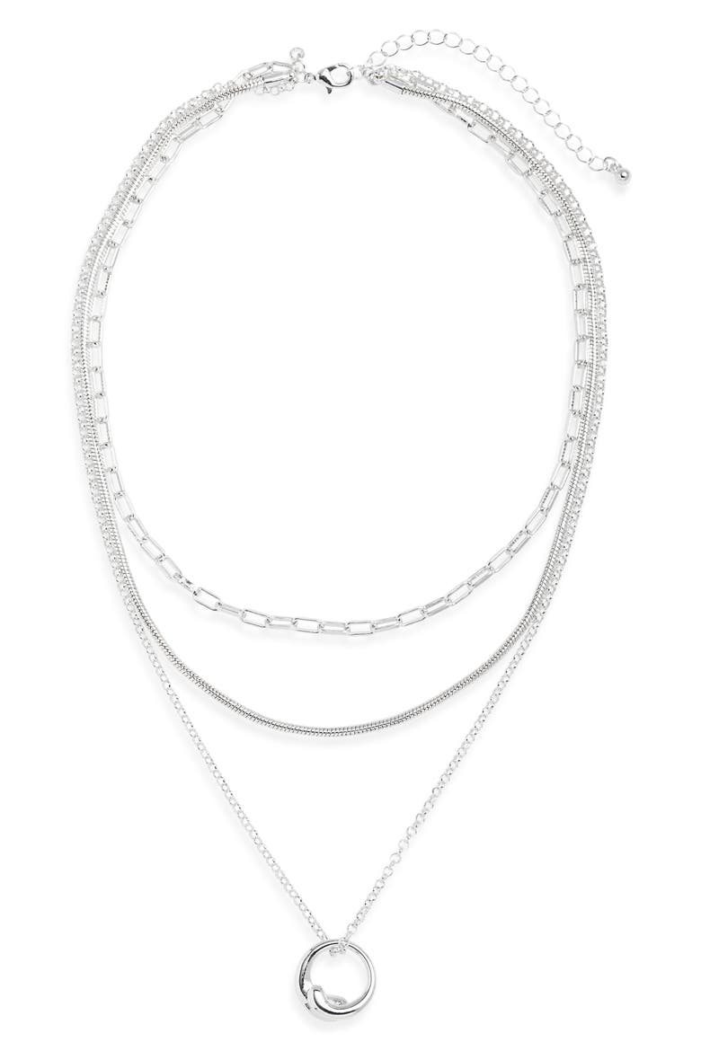 Layered Chain Necklace, Main, color, SILVER