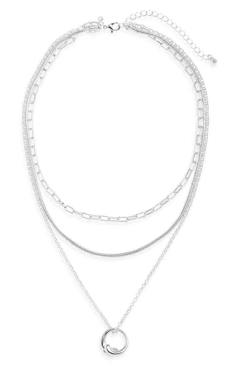 NORDSTROM RACK Layered Chain Necklace, Main, color, Silver