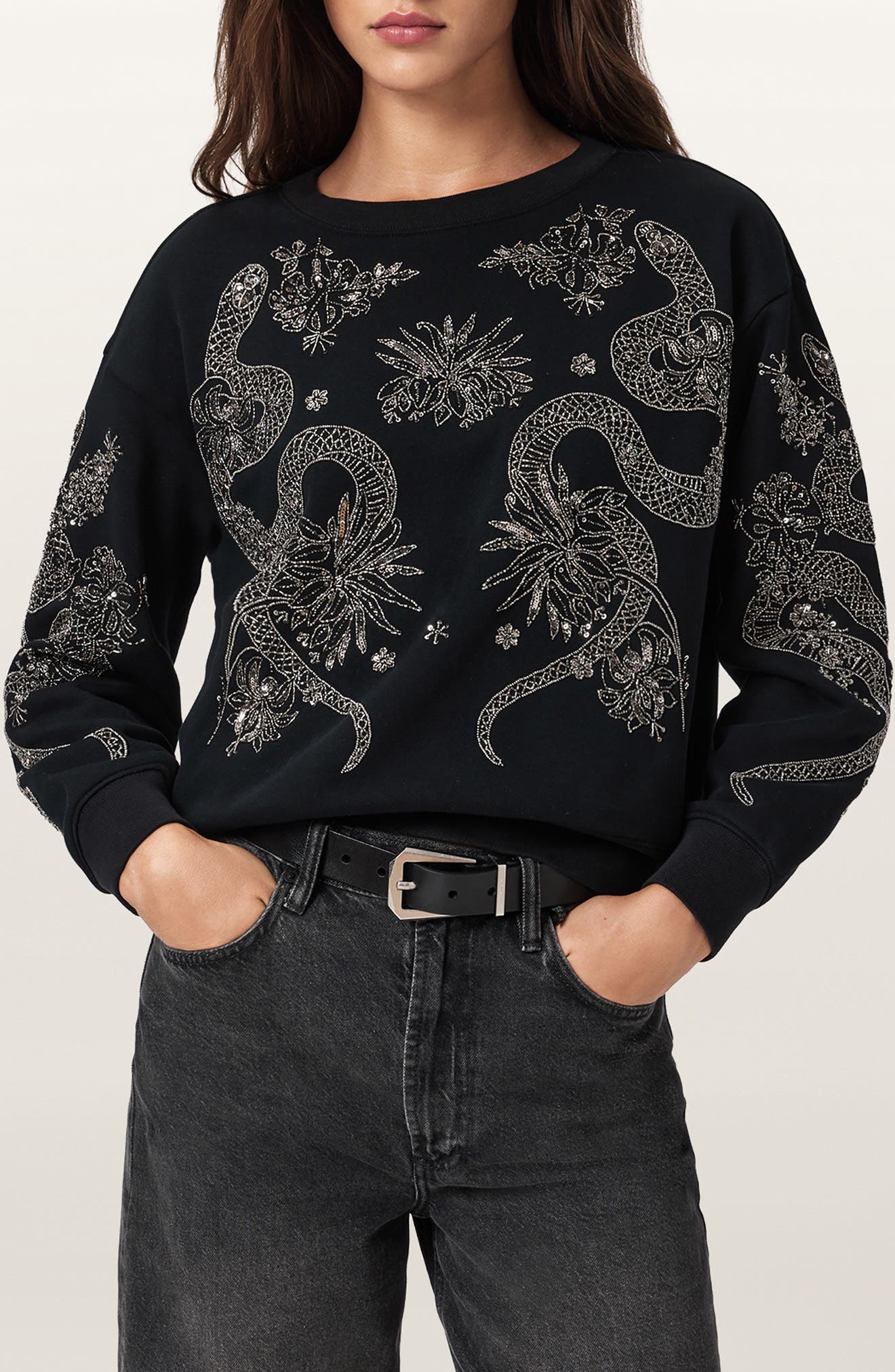 AllSaints Cecile Pippa Embellished Sweatshirt