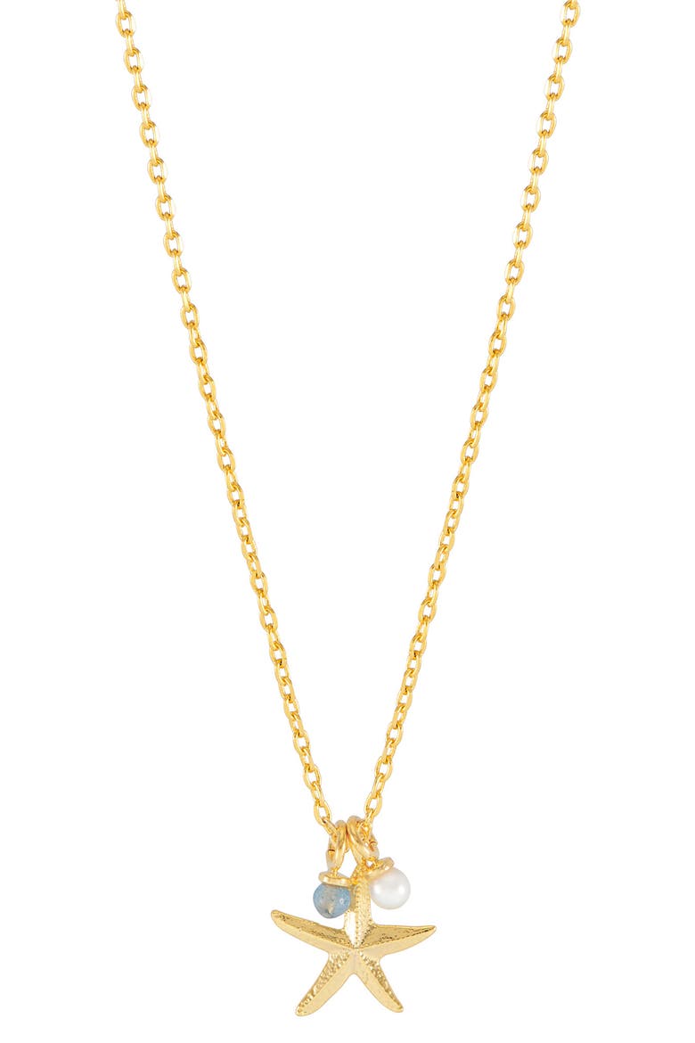 Feelin' Beachy Starfish & Bead Charms Necklace, Main, color, GOLD