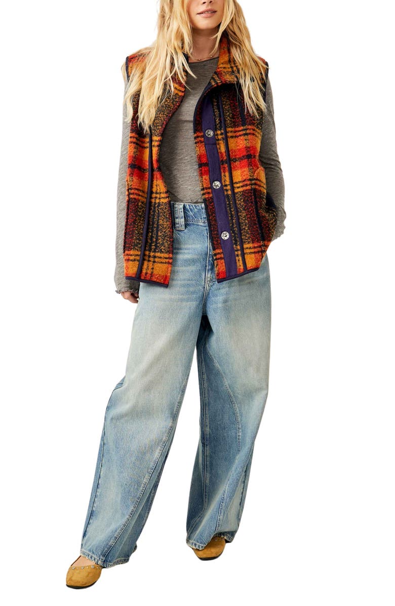 Free People Wrapped Up Plaid Blanket Vest, Alternate, color, 