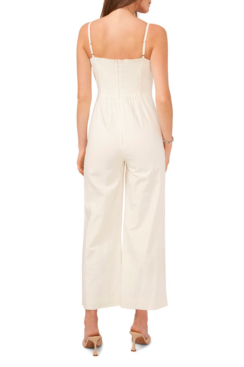 Smocked Back Sleeveless Wide Leg Linen Blend Jumpsuit, Alternate, color, ULTRA WHITE