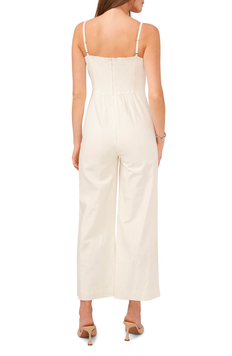 1.STATE Smocked Back Sleeveless Wide Leg Linen Blend Jumpsuit, Alternate, color,