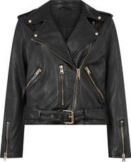 AllSaints Balfern Sheepskin Leather Biker Jacket | Nordstrom