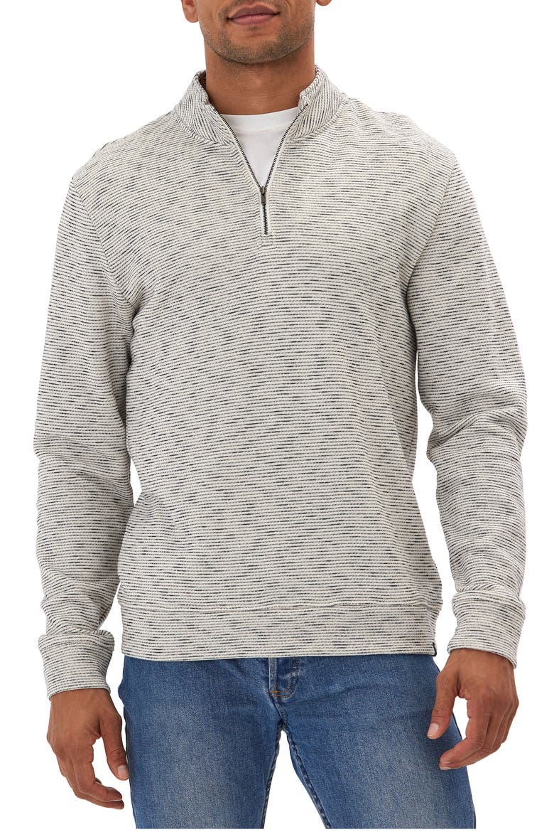 Felix Stripe French Terry Quarter Zip Top, Main, color, TAPIOCA / STARGAZER