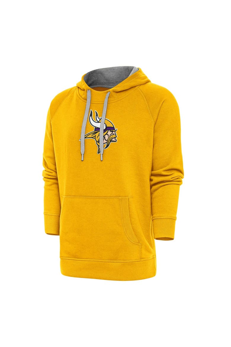 Men's Antigua Gold Minnesota Vikings Victory Chenille Pullover Hoodie, Main, color, Gold