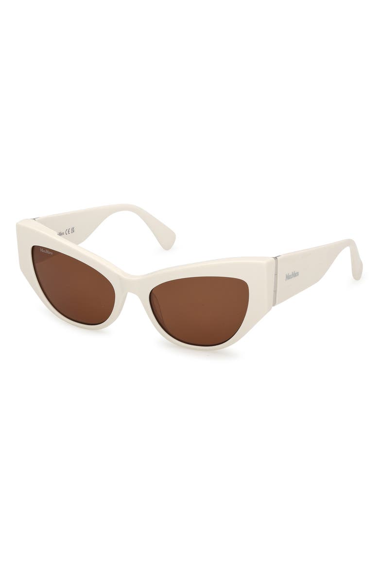 Max Mara 54mm Cat Eye Sunglasses, Alternate, color, Shiny White / Brown